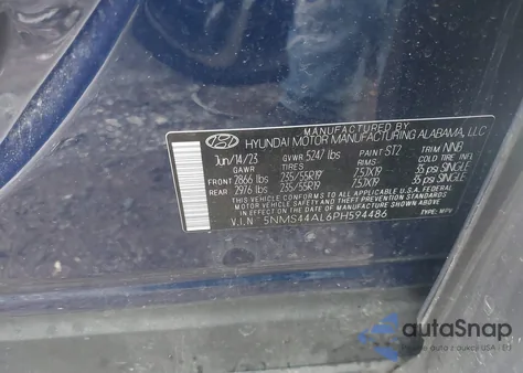 2023 Hyundai Santa Fe Limited from USA, damaged, VIN 5NMS44AL6PH594486